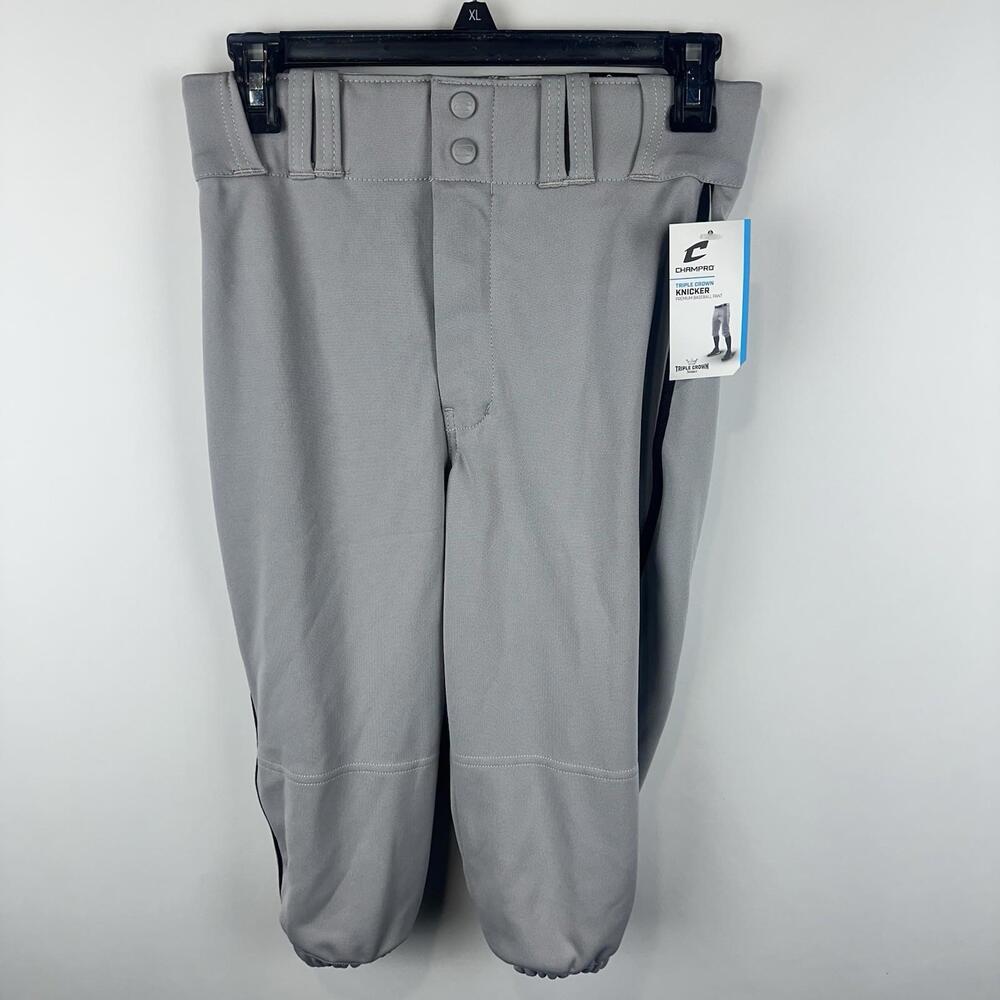 Champro Classic Cut Baseball Pants Youth Large NWT Gray Navy Stripe Premium Kids